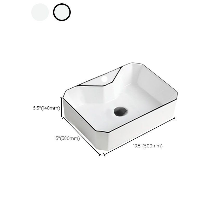 Contemporary Bathroom Sink with Pop-Up Drain Rectangular Vessel Bathroom Sink Only