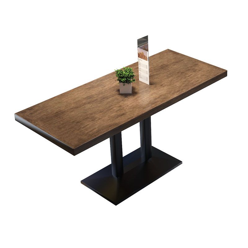 Metal Industrial Pedestal Dining Table Wood Top Table for Kitchen and Dining Room