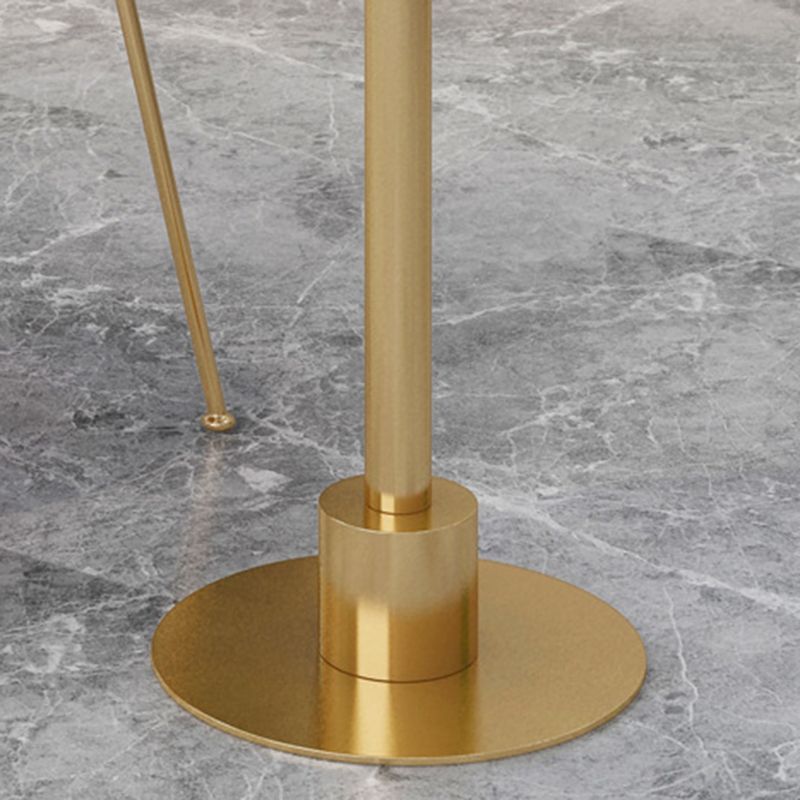 Glam Metal Base Bar Table White Stone Top Fixed Pub Table for Patio