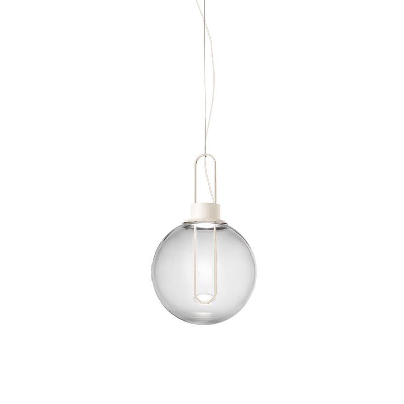 Sphere Pendant Lighting Contemporary Clear Glass 1 Light White/Black Hanging Lamp Fixture for Restaurant in White Light