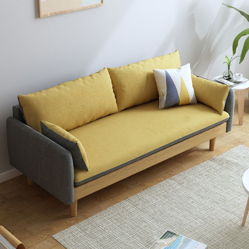 Contemporary 29.9" H Cotton Blend Square Arm Sofa for Apartment