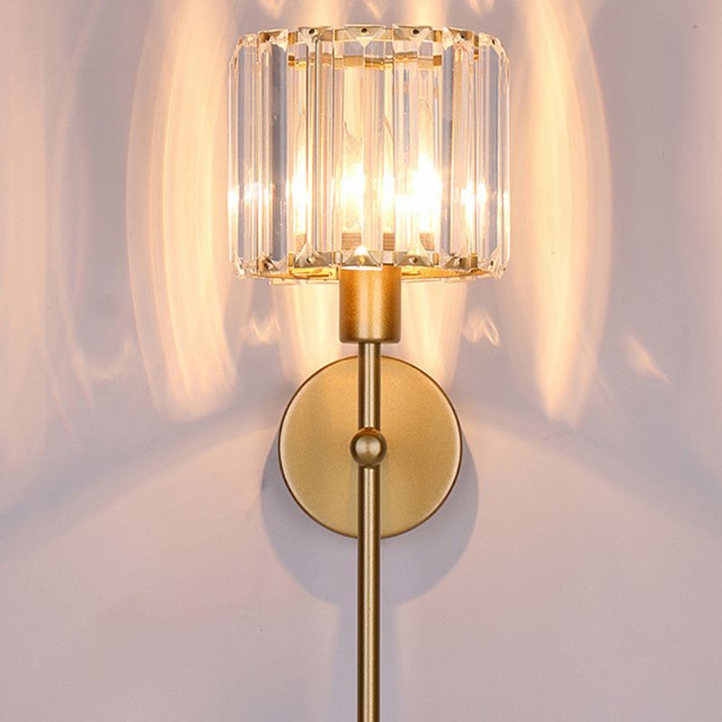 Cilindrische SCONCE-verlichtingsarmaturen Moderne stijl Crystal 1-Licht wandmontage Lamp in zwart en goud