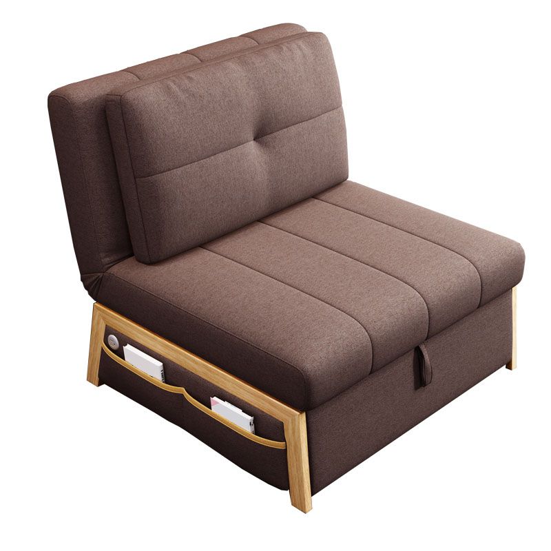 Contemporary Fabric Sofa Bed Sewn Pillow Back Sofa Bed in Brown