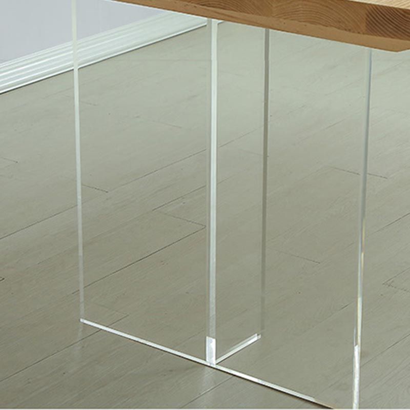 Natural Dining Table Rectangle Contemporary Style Solid Wood Dinner Table