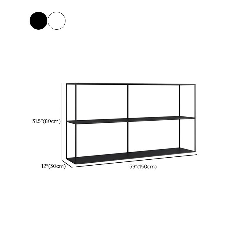 Modern Metal Console Table Black / White Storage Shelves Sofa Table for Living Room