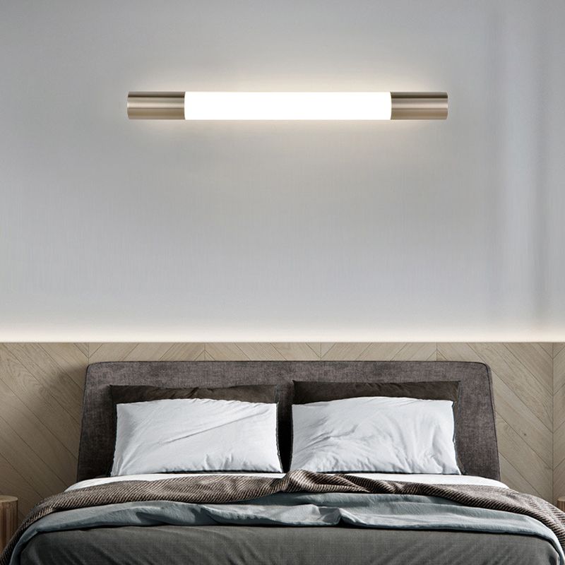 1 Light Metal Linear Wall Lighting Modern Style Mirror Wall Mount Light Fixture in Nickel