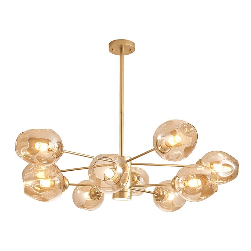 Moderno lampadario sputnik luci a soffitto a sospensione ambra in vetro ambra con cavo sospeso per soggiorno