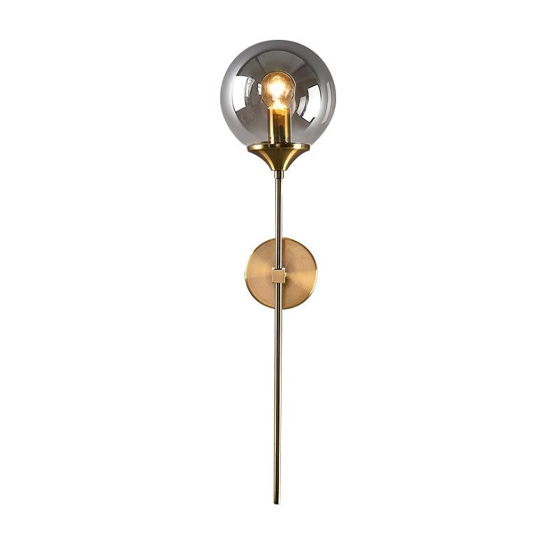 Messing potloodarm wandlamp postmodern 1 kop metalen sconce licht met kogelglasschaduw