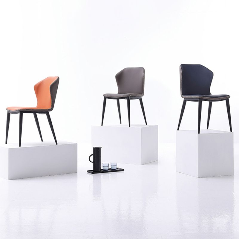 Sillas de comedor con respaldo de estilo industrial, sillas auxiliares de comedor de cuero para cocina (juego de 2)