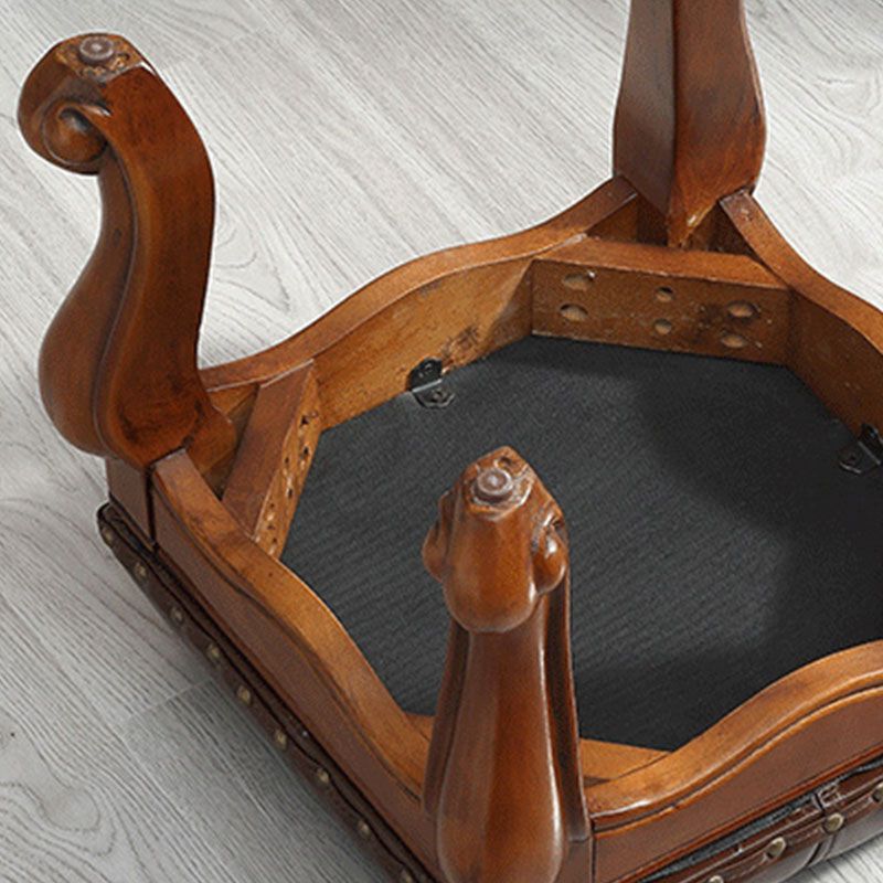 Mid-Century Modern Pouf Ottoman Genuine Leather Tufted Nailhead Trim Rectangle Ottoman