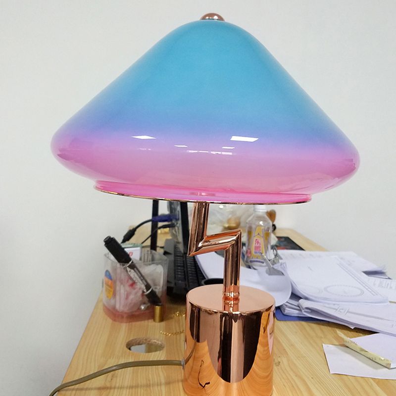 Lámpara de escritorio de champiñones Lámpara de mesa nocturna modernista rosa y azul 1 bulbo de dormitorio
