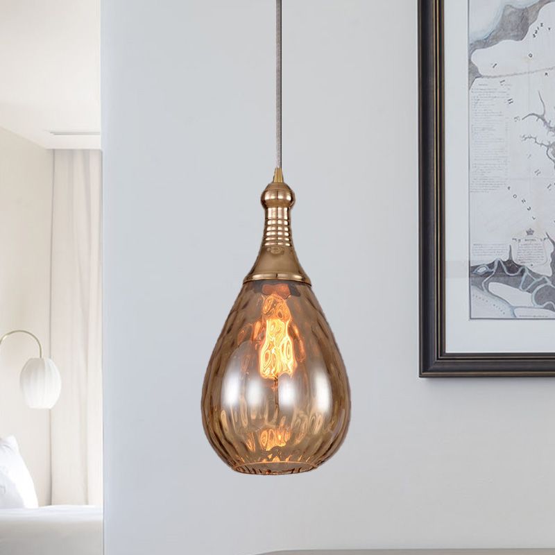 1-Kopf-Hängele-Leuchten-Leuchte-Vintage-Tränenbernbrandwasserglasdecke Anhängerlampe für Treppe