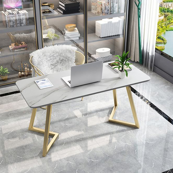 Glam Style Office Desk Artificial Marble Study Room and Office Writing Desk