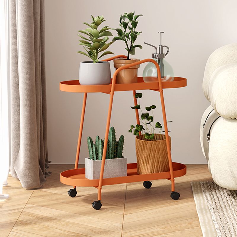 25.19" Tall Metal Side Table Oval 4 Legs Sofa Side Accent Table