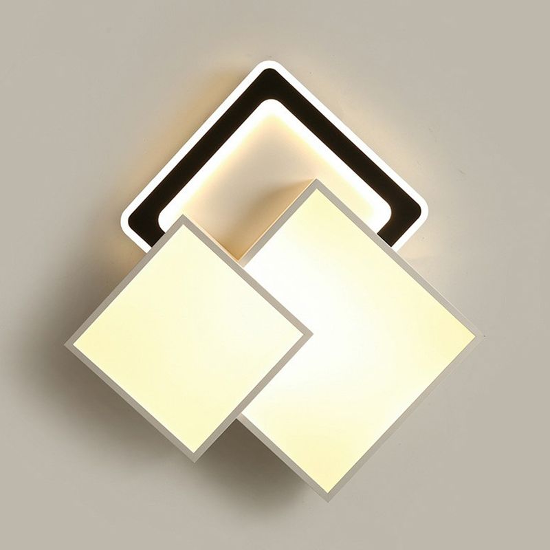 Splicing Rhombus Flush Mount Lighting Minimalist Acrylic Black and White LED Flush Mount Fixture