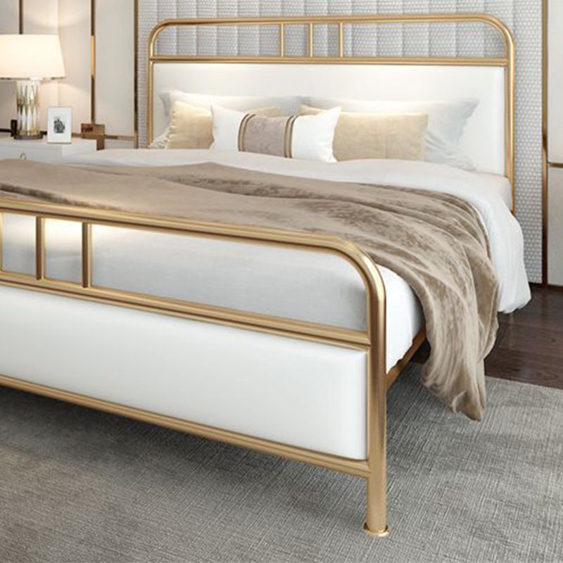 Contemporary Standard Bed Metal Bed Frame with Upholstered Headboard