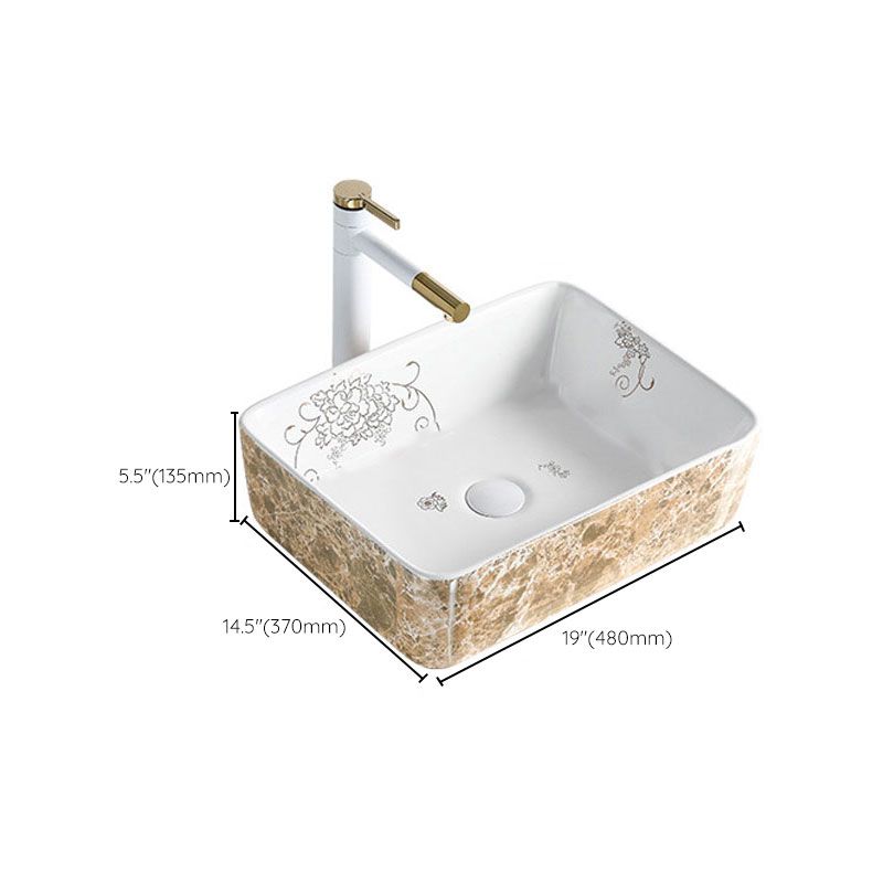 Contemporary Bathroom Sink Porcelain Rectangular Vessel Sink(Not Including Faucet)