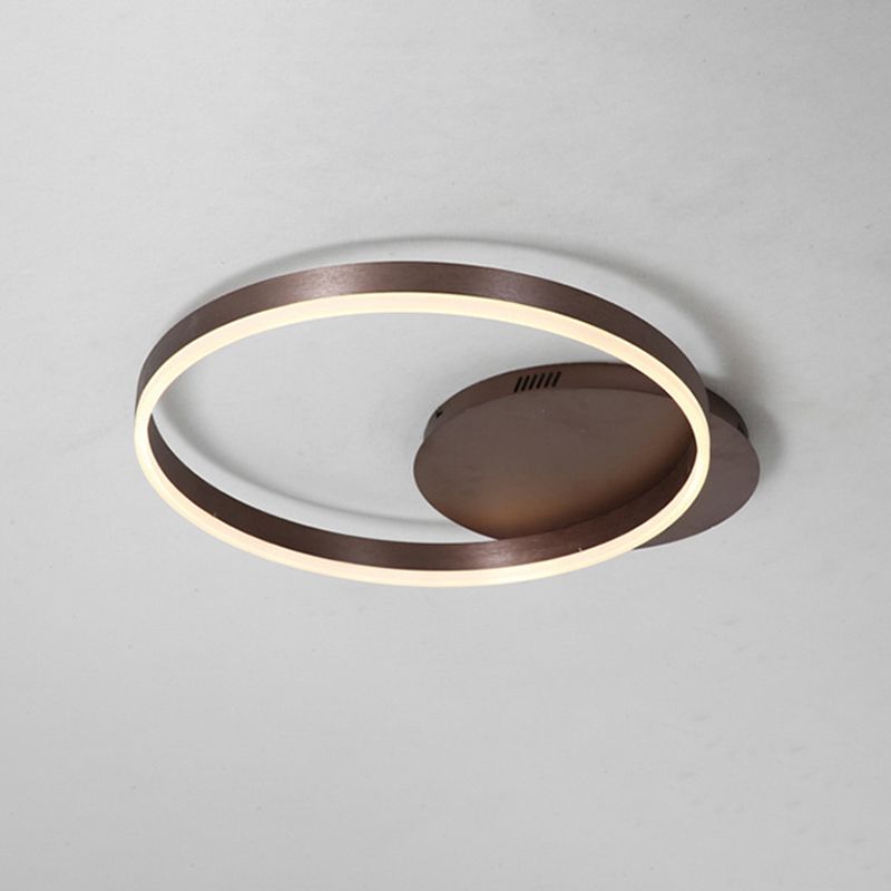 Minimalist 1/2-Head LED Ceiling Flush Aluminum Coffee Circle Flushmount Lighting in Warm/White Light, 12"/16"/8"+16" W