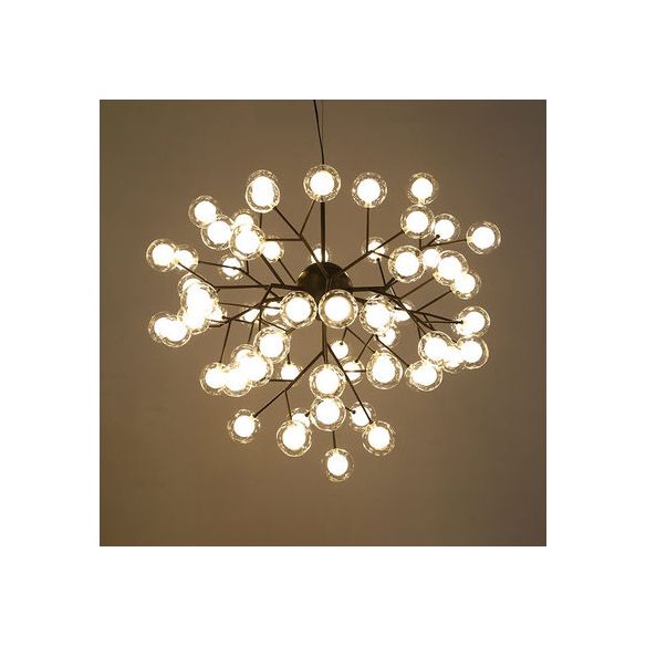 Branching Chandelier Light with Clear Glass Ball Shade Modern Style 9/27 Bulbs Black/White Ceiling Light Fixture