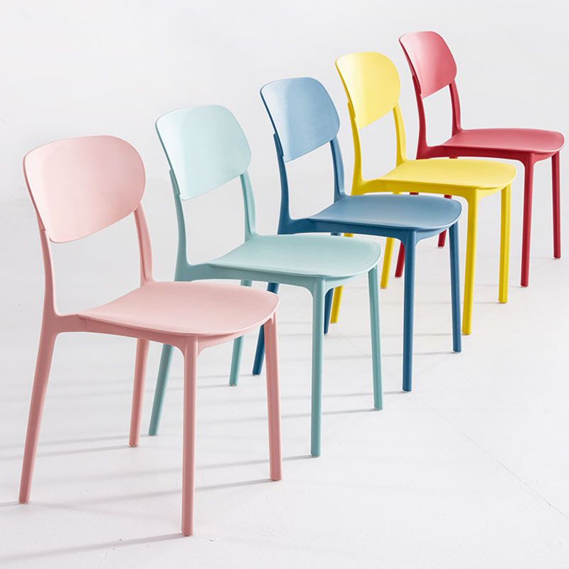 Contemporary Style Stackable Chair Dining Open Back Armless Chair with Plastic Legs