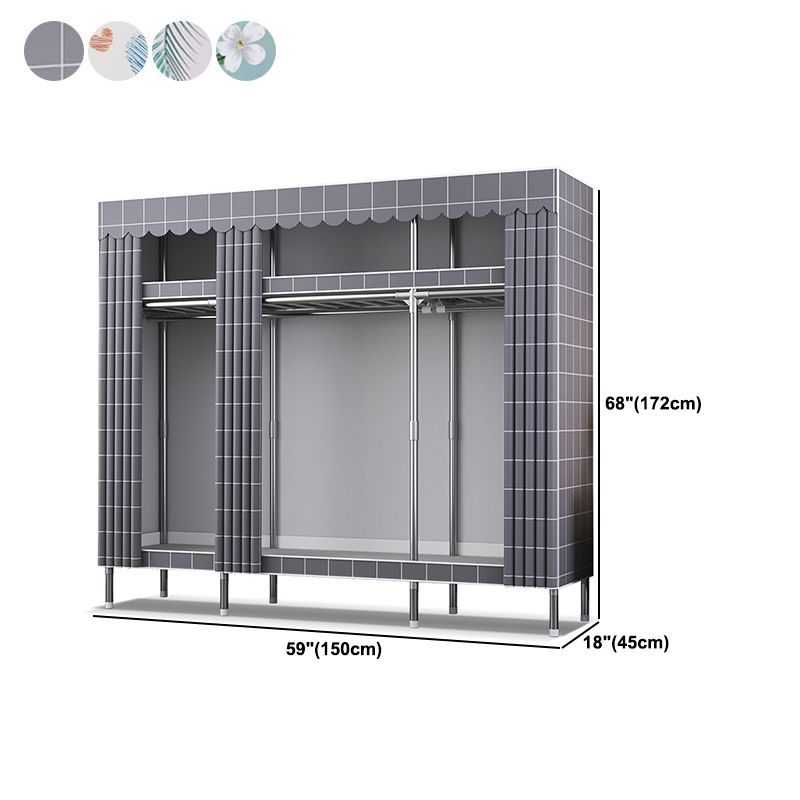 Contemporary Style Metal Wardrobe Cloth Rod Included Wardrobe Closet for Home