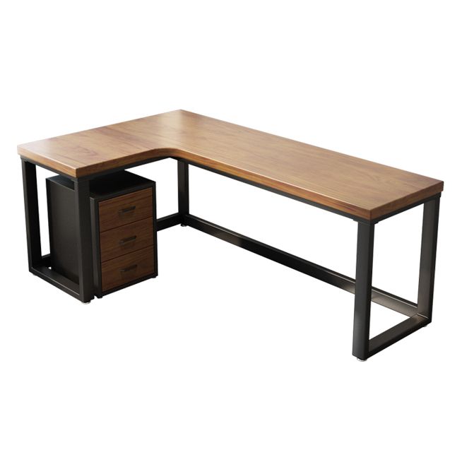 Solid Wood L-Shaped Writing Table Simplicity Fixed Work Desk