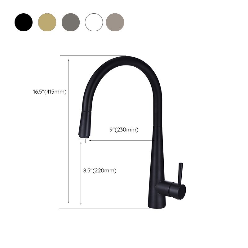 Modern Pull Out One Handle Kitchen Faucet Low Profile Filler with Sprayer