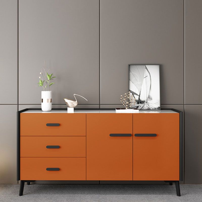 Contemporary Stone Chest Bedroom Horizontal Storage Chest with Drawers