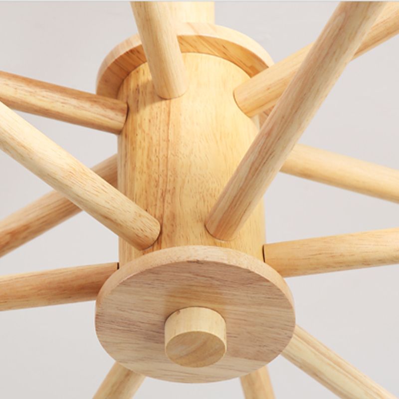 Nordic Pendant Light Fixture Globe Glass Living Room Chandelier in Wood