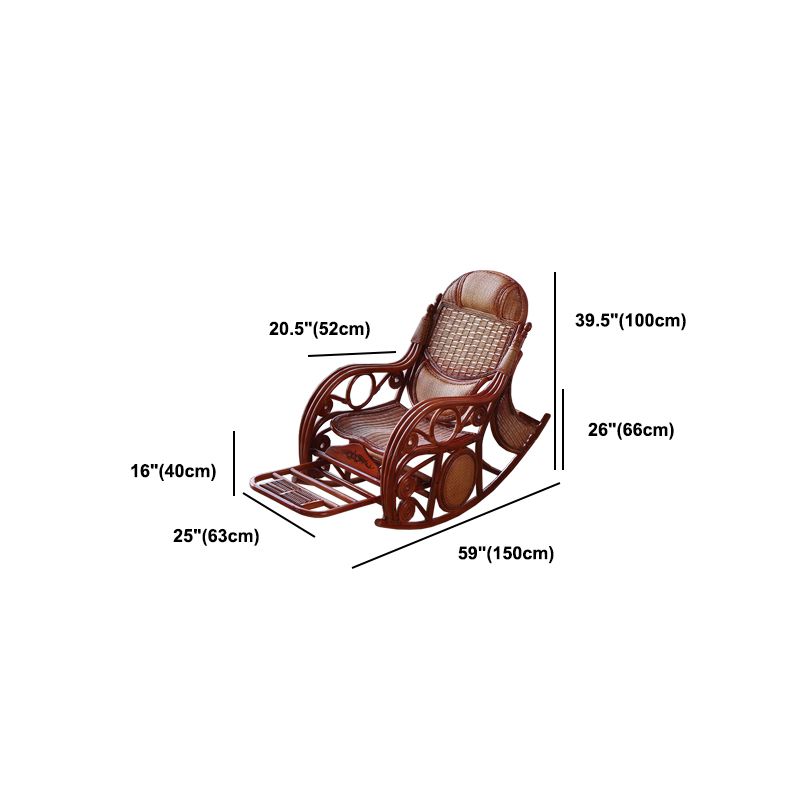 Traditional Spindle Rocking Accent Chair Tobacco Finish Rocker Chair Reclining