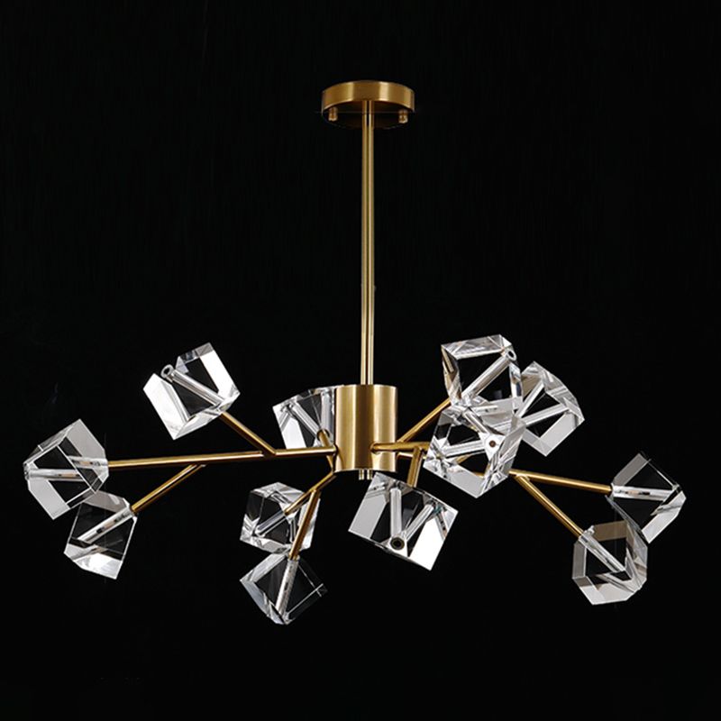 Contemporary Sputnik Chandelier Lighting Beveled Crystal Ceiling Chandelier in Black