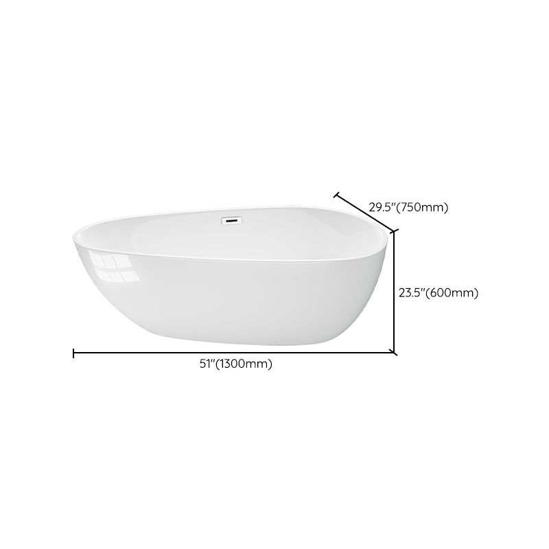 Modern Acrylic Bath Soaking White 23.62-inch Tall Bathtub with Overflow Trim