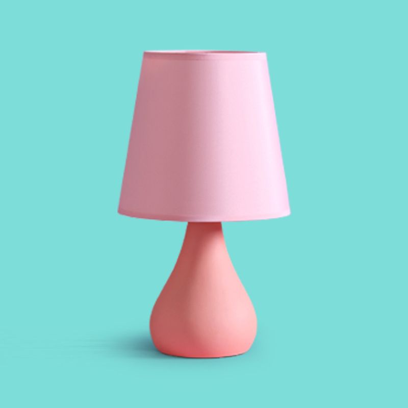Macaron Cone Shape Table Light Fabric Bedroom Night Table Lamp