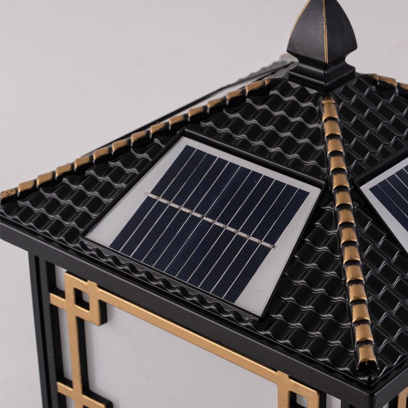 Contemporary Pillar Light Metallic LED Solar Lighting Fixture for Garden