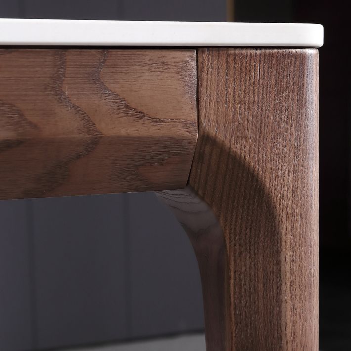 Mesa de comedor rectangular estilo mediados de siglo, colección de comedor de piedra para interior