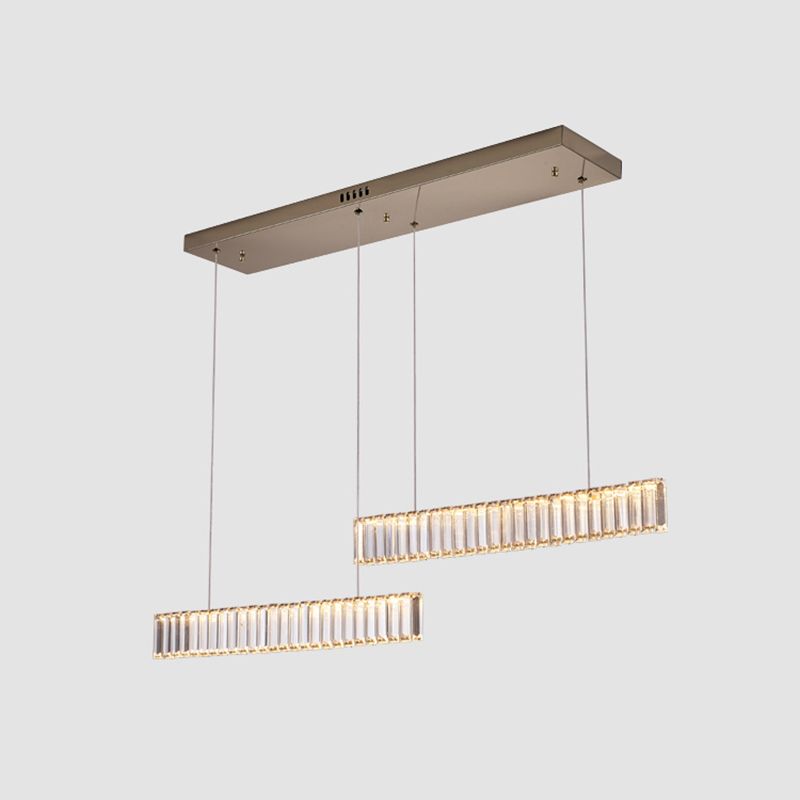 Modern Crystal Chandelier Lamp Linear LED Island Pendant for Dining Room