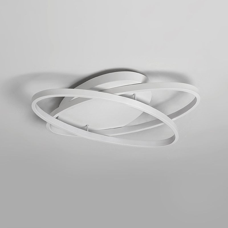 2-Lights Circle Semi Flush Mount Light Metal Modern Style Semi Flush Mounted Ceiling Led Lights