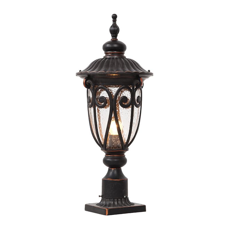 1-Light Black Pillar Lamp Waterproof Outdoor Light for Garden