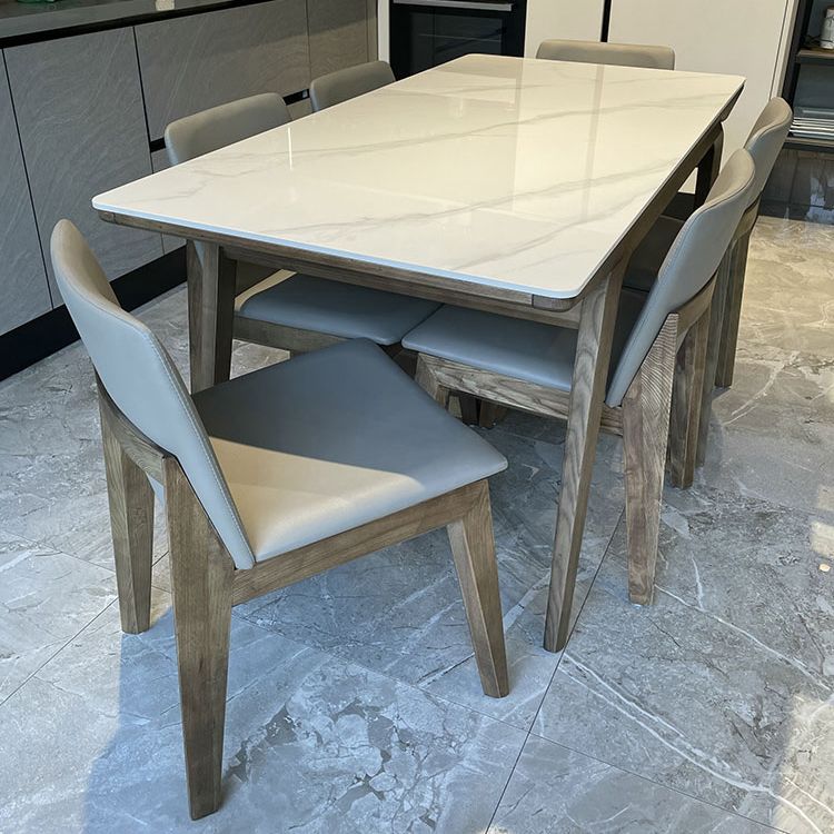 Ash Wood Frame Dinette Table Modern Rectangle Dining Table for Home