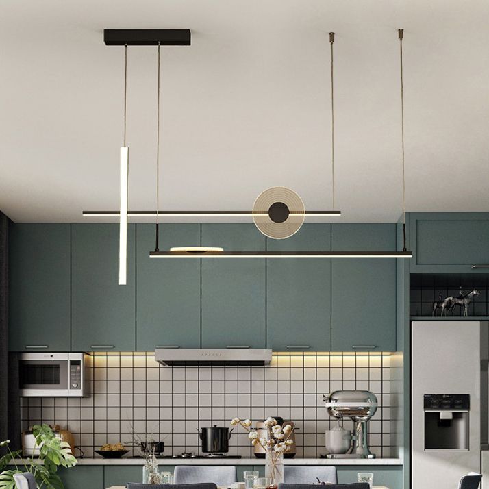 Modern Lighting Chandelier Linear Island Lighting Metal 5 Light Island Pendant Lights