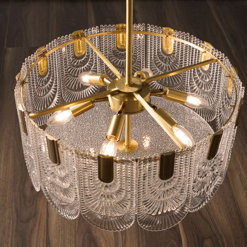 Light Luxury Style LED Chandelier Glass Geometric Pendant Light for Living Room