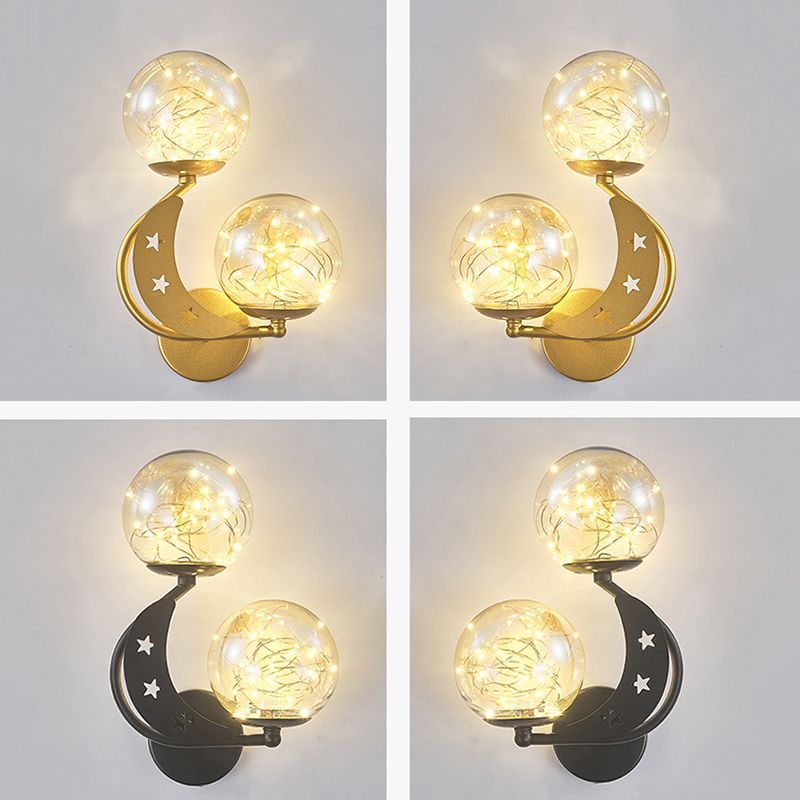 Modern Romantic LED Wall Lamp Wrought Iron Babysbreath Wall Sconce with Glass Shade