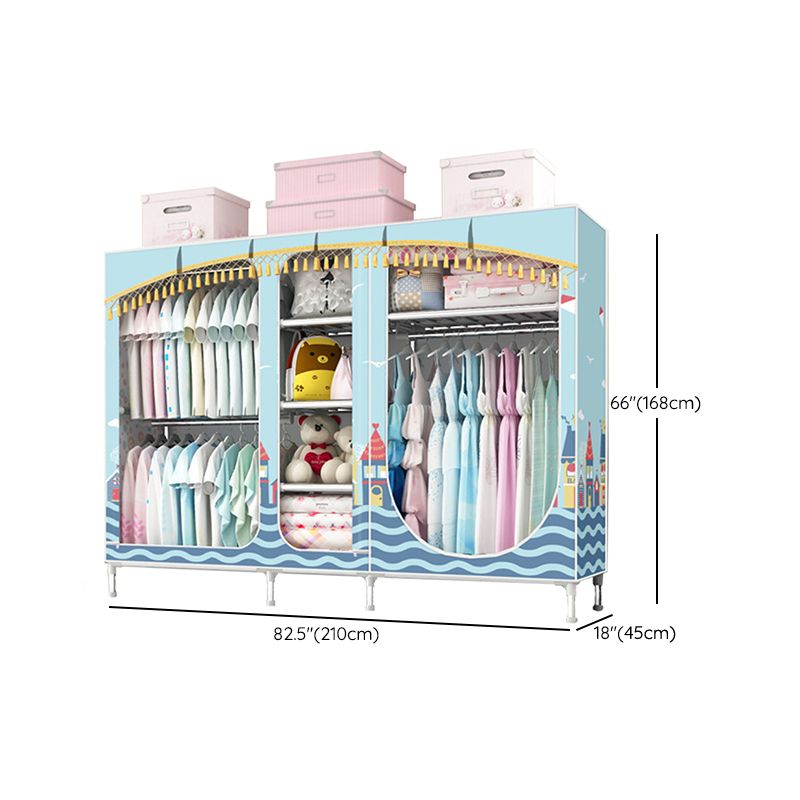 Contemporary Style Steel Wardrobe 3-door Wardrobe Closet with Legs