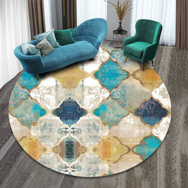 Edel mehrfarbiger Stammesdruck Teppichsynthetik Bohemian Teppich nicht rutscher Haustierfreundlicher Waschmaschine Teppich für Home Deco