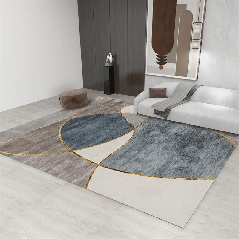 Minimalist Indoor Rug Geometry Pattern Modern Rug Polyester Anti-slip Area Rug for Living Room
