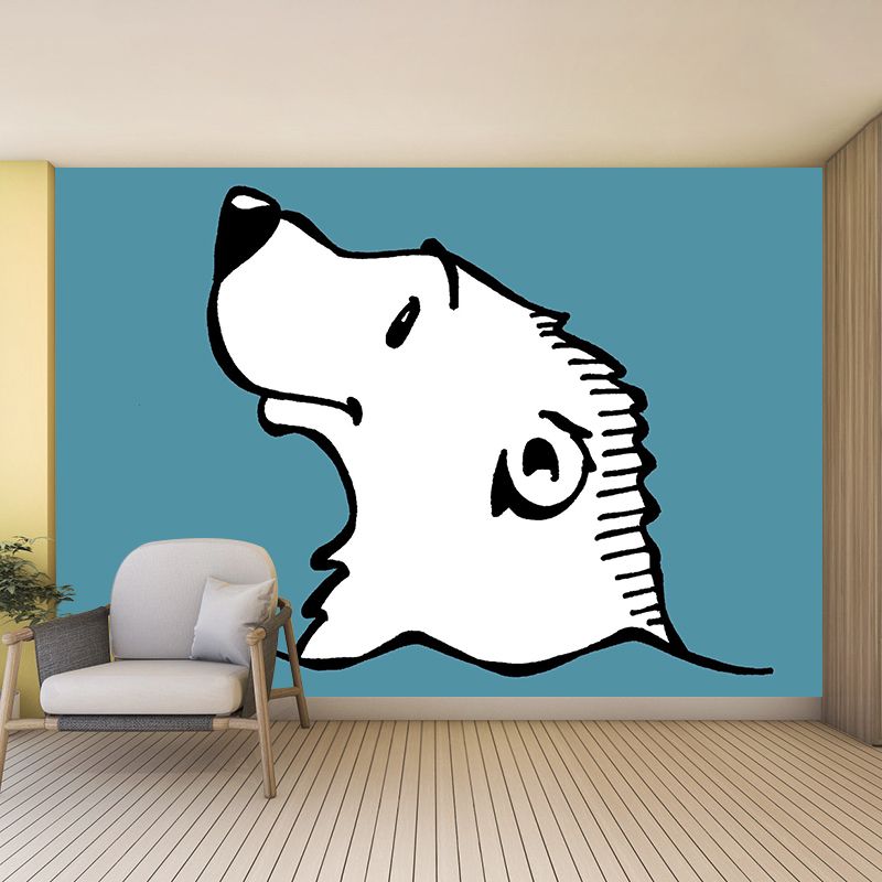 Cartoon Animals Resistant Mural Wallpaper Environment Friendly Sleeping Room Wall Mural