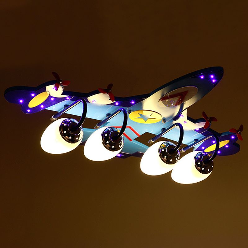 Airplane Flush Mount Ceiling Light Cartoon Glass Ceiling Mount Chandelier for Bedroom