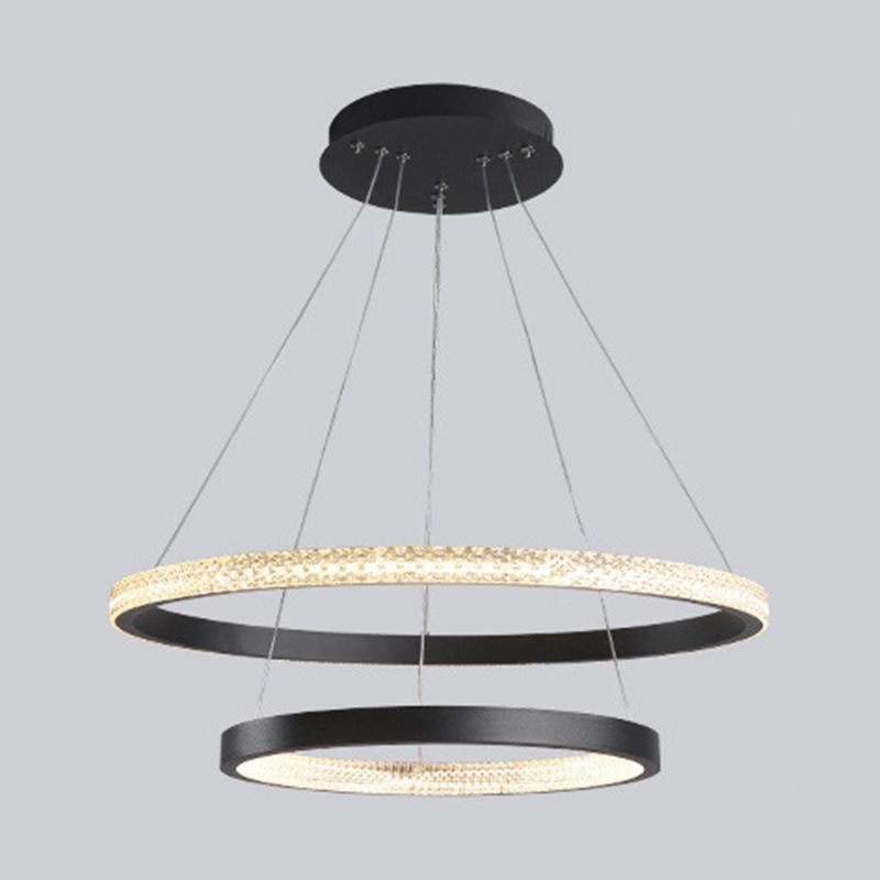 Simple Circle Chandelier Lamp Aluminium Modern Style Hanging Light for Bedroom