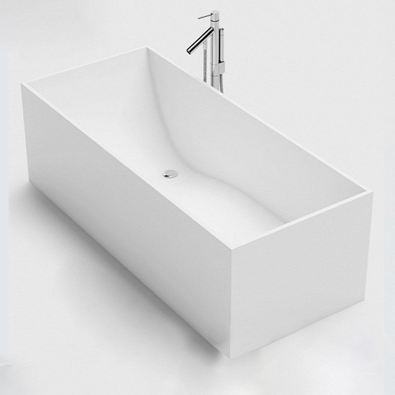 Modern Freestanding Bathtub Stone Rectangle White Soaking Bath Tub