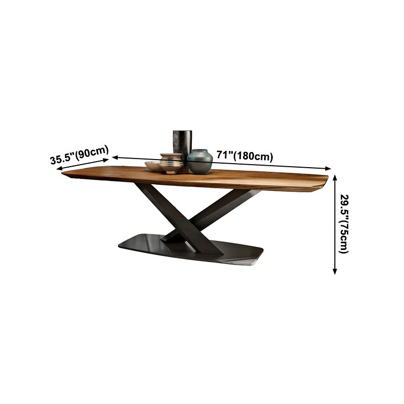 Mesa industrial de madera maciza para mesa de comedor rectangular de restaurantes con pedestal de metal
